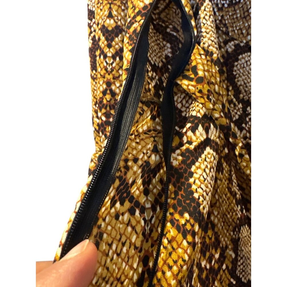 Boohoo Snakeskin Print Ruffle Mini Dress Long Sleeve Bold Party Fashion Look - Picture 10 of 15